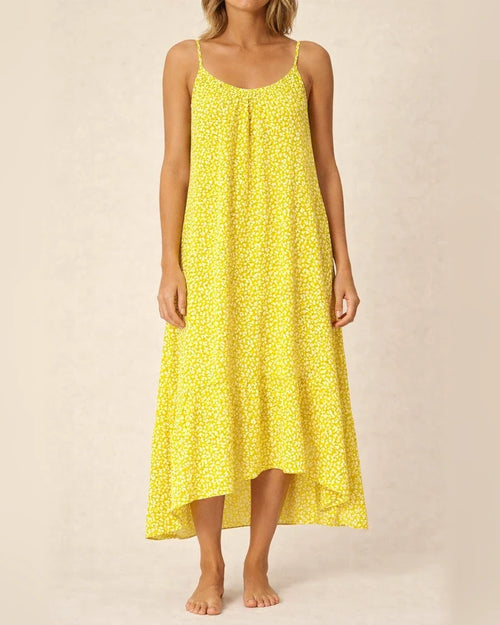 New Explosive U-neck Ruffle Hem Floral Sleeveless Halter Large Size S-5XL Dress Fresh Sweet Style Girls Wind Halter Dress | JRSEE:19b34738-461c-482e-91b6-6a94b708b6ff