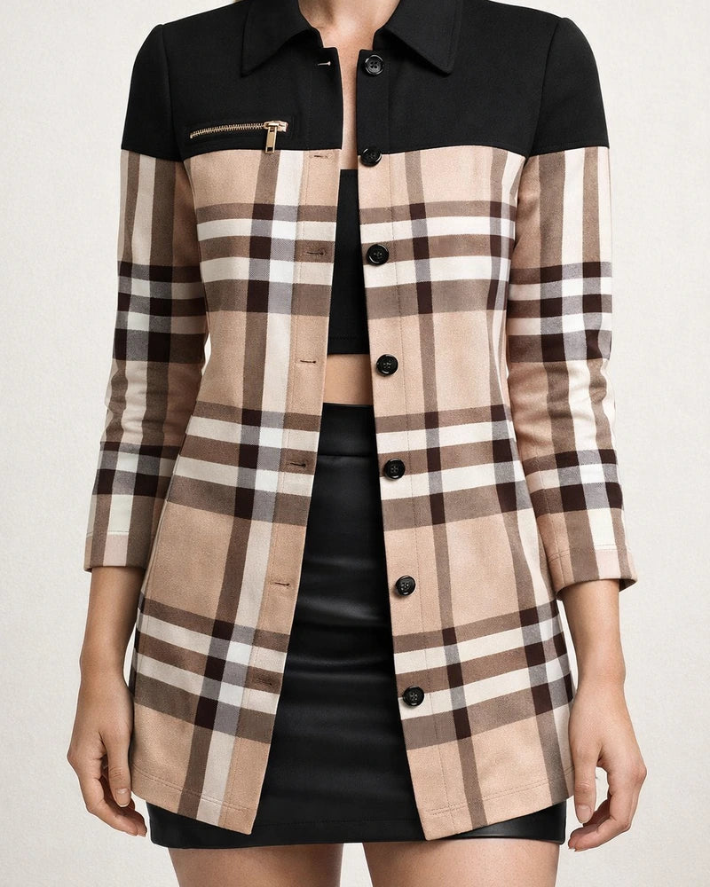 New Fall and Winter New Long-sleeved Single-breasted Geometric Pattern Print Lapel Straight Small Jacket | JRSEE:35d4bce8-dd25-442b-86cf-8d2a268a6f6f