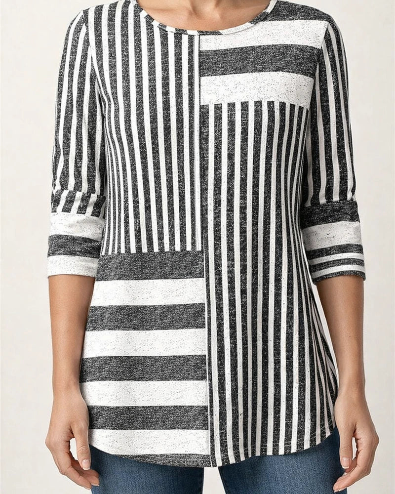 New Fall Winter Long-Sleeve Round-Neck Retro Checkered Houndstooth Print T-Shirt | JRSEE:3dc3435b-569d-4fe9-ab39-d9e175963db4