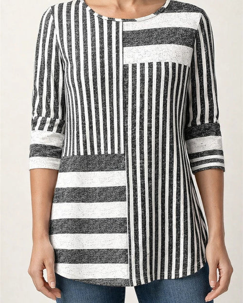New Fall Winter Long-Sleeve Round-Neck Retro Checkered Houndstooth Print T-Shirt | JRSEE:3dc3435b-569d-4fe9-ab39-d9e175963db4