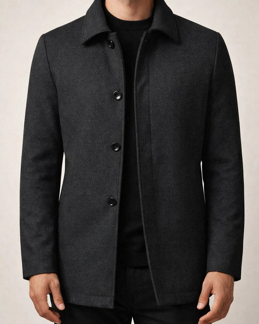 New Fall/Winter Men's Business Wool Coat - Fashionable Fleece-Lined Thickened Woolen Men's Outerwear - Notched Lapel Wool Coat | JRSEE:56297106-a6de-4f3b-88c2-fe46f1c7a597