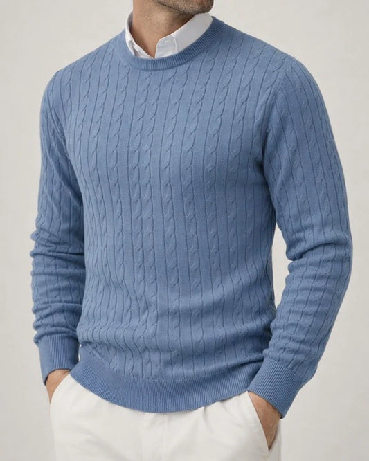 New Fall/Winter Men's Crew Neck Knit Sweater - Long Sleeve Cable-Knit Solid Color Base Layer | JRSEE:a19b2999-e628-4d88-a9f7-467e8f71481f
