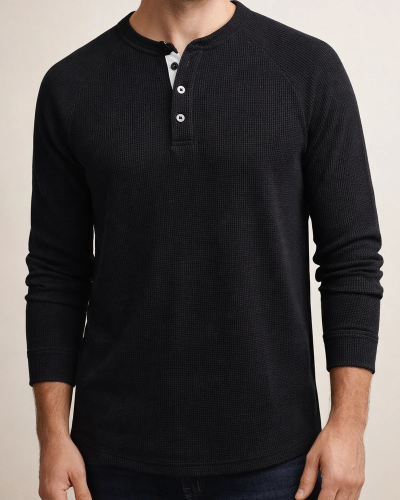 New Fall/Winter Men’s Solid-Color Long-Sleeve T-Shirt Henley Shirt | JRSEE:250d6d9c-ec1d-49f1-bdd3-7538a4cabb8a