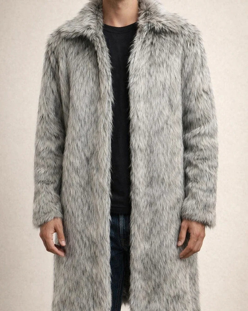 New Fall/Winter Men's Square Collar Faux Fur Long Fashion Coat | JRSEE:9f109cbb-a18e-4829-84d4-e95d7c0e92e8