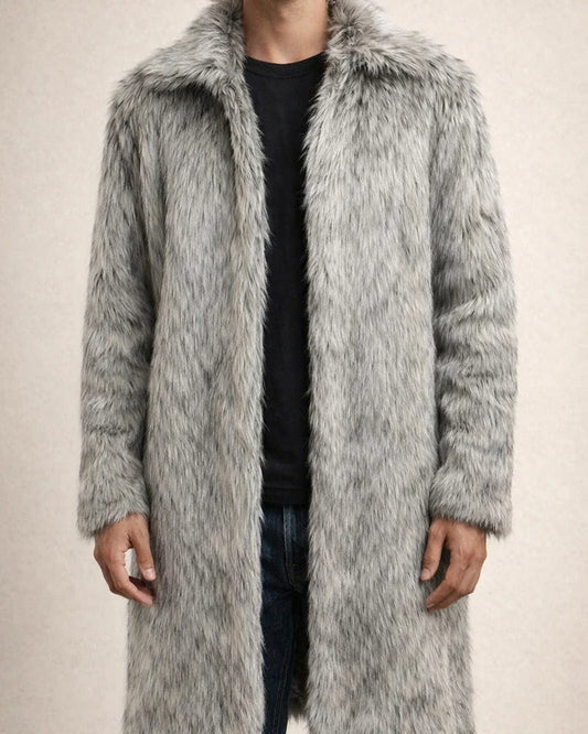 New Fall/Winter Men's Square Collar Faux Fur Long Fashion Coat | JRSEE:9f109cbb-a18e-4829-84d4-e95d7c0e92e8
