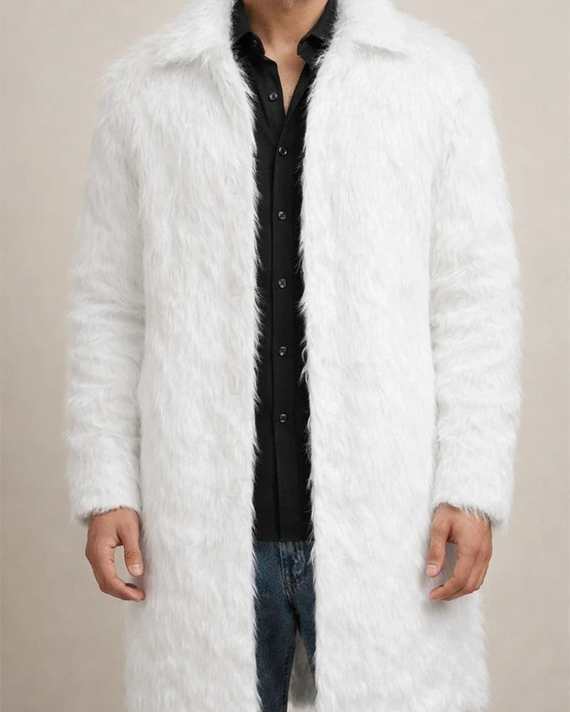 New Fall/Winter Men's Square Collar Faux Fur Long Fashion Coat | JRSEE:706e75e1-3703-40b9-8761-4f483b1496c6