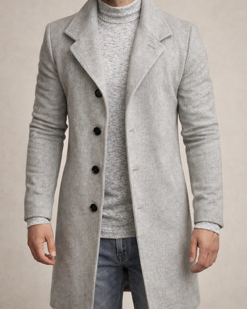New Fall/Winter Men's Wool Trench Coat with Lapel Solid-Color Men's Coat | JRSEE:2ea19710-434f-4cf4-a763-c04dad126373