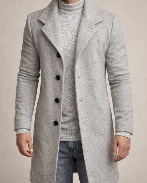 New Fall/Winter Men's Wool Trench Coat with Lapel Solid-Color Men's Coat | JRSEE:2ea19710-434f-4cf4-a763-c04dad126373