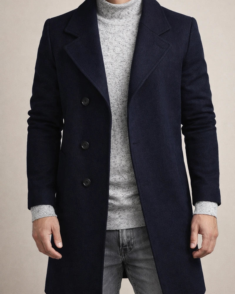 New Fall/Winter Men's Wool Trench Coat with Lapel Solid-Color Men's Coat | JRSEE:59fa047a-57ef-47c5-9efc-be48003a290c