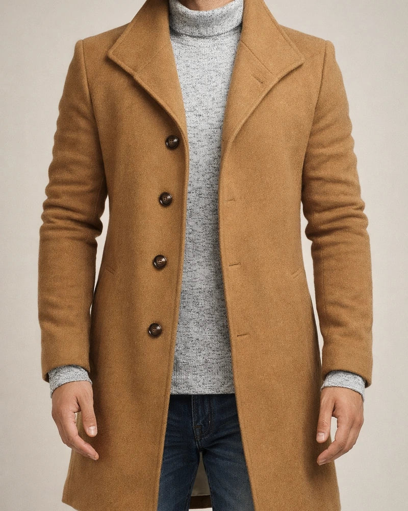 New Fall/Winter Men's Wool Trench Coat with Lapel Solid-Color Men's Coat | JRSEE:e0f444c8-2e64-4c44-a772-51fba96db45a