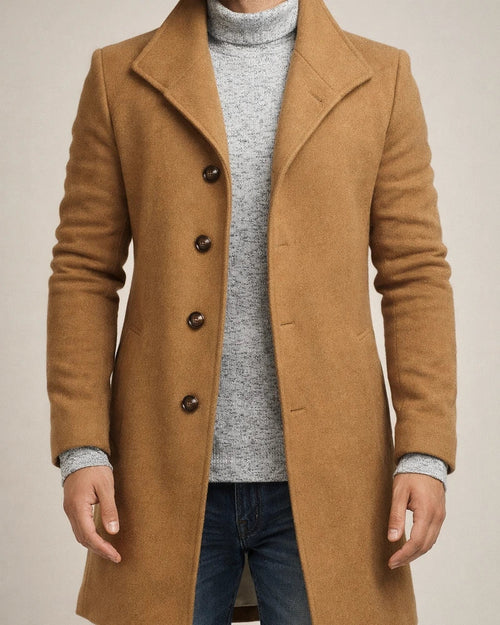 New Fall/Winter Men's Wool Trench Coat with Lapel Solid-Color Men's Coat | JRSEE:e0f444c8-2e64-4c44-a772-51fba96db45a