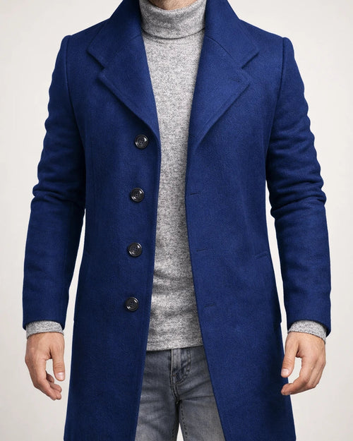 New Fall/Winter Men's Wool Trench Coat with Lapel Solid-Color Men's Coat | JRSEE:1324616a-5787-4554-b25a-6064ed11ae8c