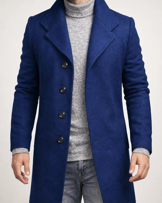 New Fall/Winter Men's Wool Trench Coat with Lapel Solid-Color Men's Coat | JRSEE:1324616a-5787-4554-b25a-6064ed11ae8c