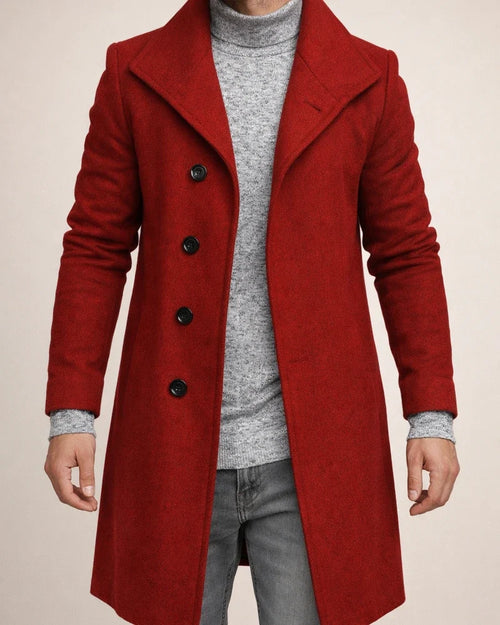 New Fall/Winter Men's Wool Trench Coat with Lapel Solid-Color Men's Coat | JRSEE:579717a0-8932-40e9-a510-bcc247861657