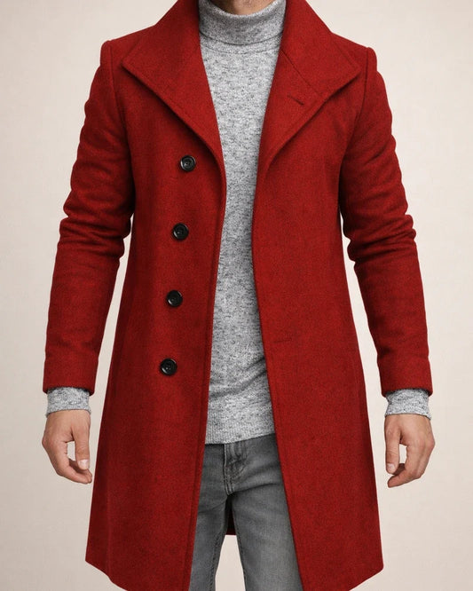 New Fall/Winter Men's Wool Trench Coat with Lapel Solid-Color Men's Coat | JRSEE:579717a0-8932-40e9-a510-bcc247861657