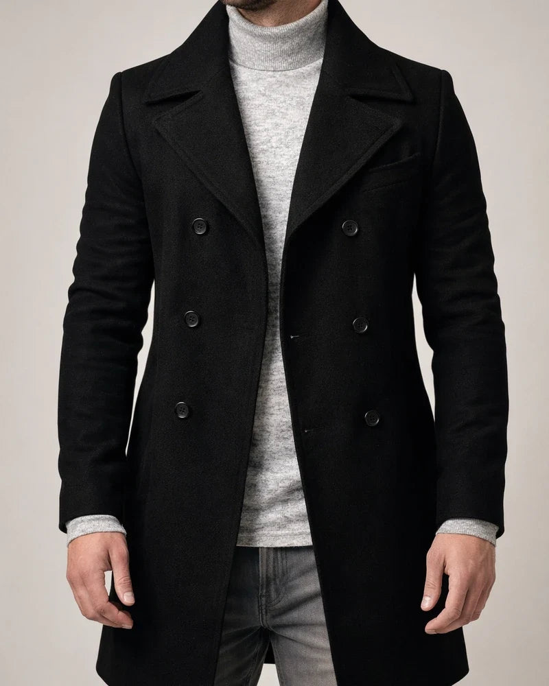 New Fall/Winter Men's Wool Trench Coat with Lapel Solid-Color Men's Coat | JRSEE:c8801c9c-e5a6-4ceb-9ac6-a050cae8c5c4