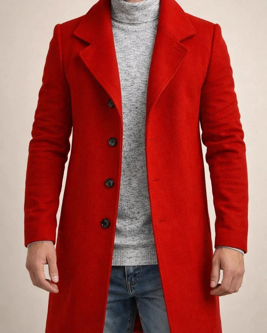 New Fall/Winter Men's Wool Trench Coat with Lapel Solid-Color Men's Coat | JRSEE:3bd63259-de8d-4d3e-862a-c9dce7e28efc