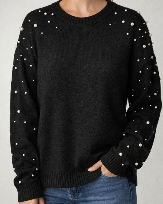 New Fall/Winter Plus Size Loose-Fit Long-Sleeve Beaded Crew Neck Women's Sweater | JRSEE:fa75c5f7-cbbd-45c7-9212-87f56e4c2f6f