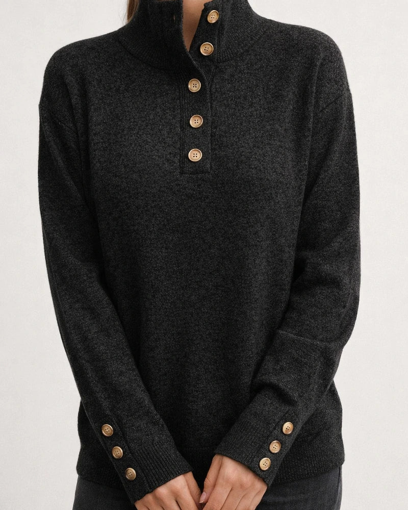 New Fall/Winter Women's Stand Collar Knit Sweater - Solid Color Casual Oversized Sweater | JRSEE:c9cdbac7-a4a3-4b91-a8f7-9d1c5abed3ea