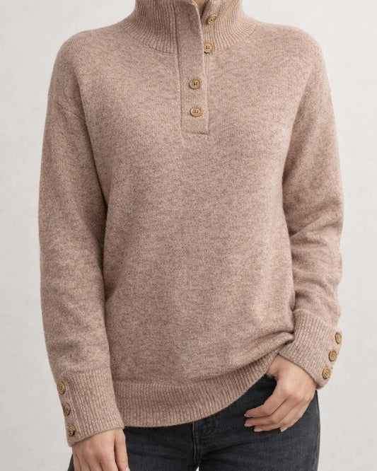 New Fall/Winter Women's Stand Collar Knit Sweater - Solid Color Casual Oversized Sweater | JRSEE:be650d2d-5b49-4f90-9a5d-400a4e5730d5