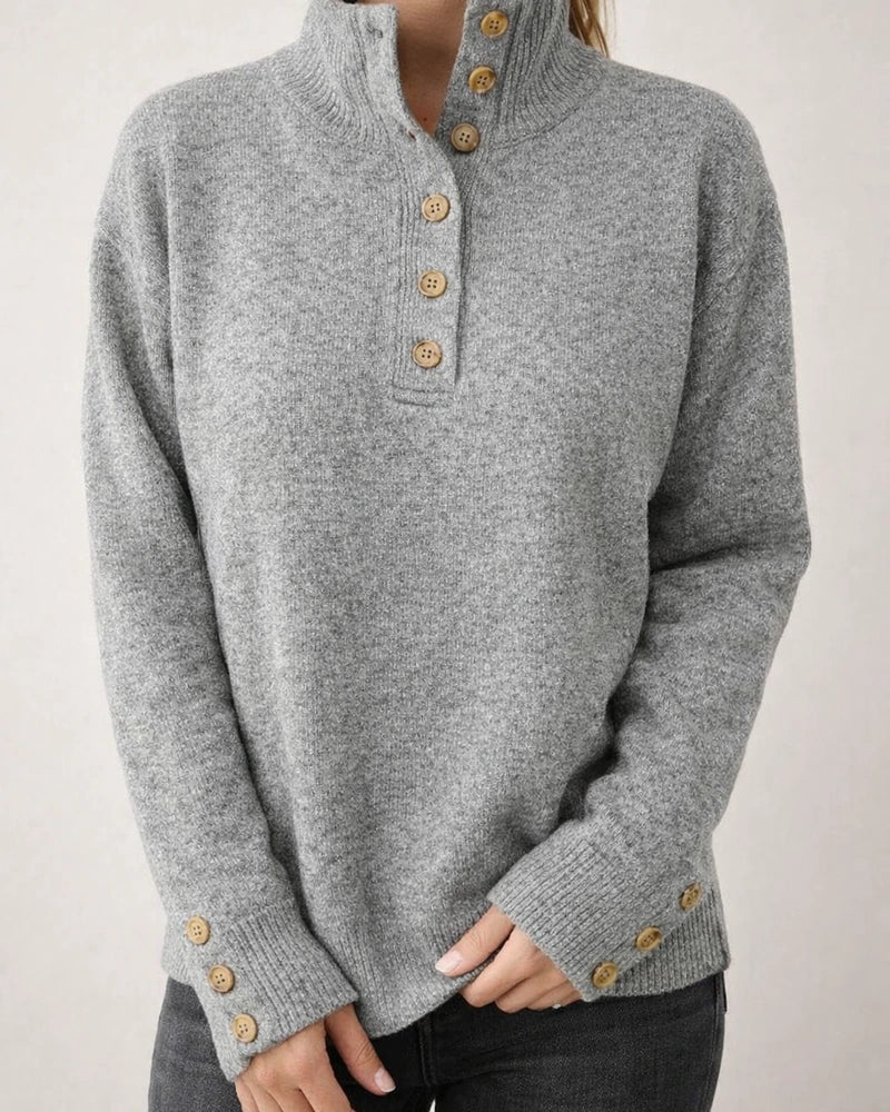 New Fall/Winter Women's Stand Collar Knit Sweater - Solid Color Casual Oversized Sweater | JRSEE:e74eaef0-7ed9-42a1-a6b0-2d931c42112f