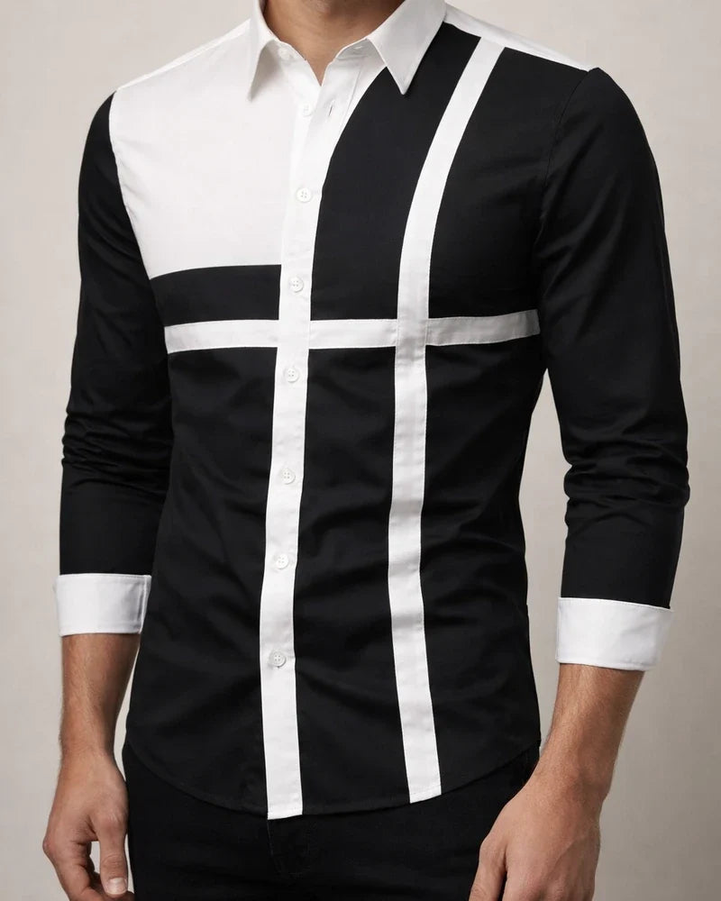 New Hollow European Code Long-sleeved Shirt Men's Trend Splicing Long-sleeved Shirt Western Cowboy Shirt Plus Size | JRSEE:f5e3acaa-ad02-44ca-afde-ffc91261fa75