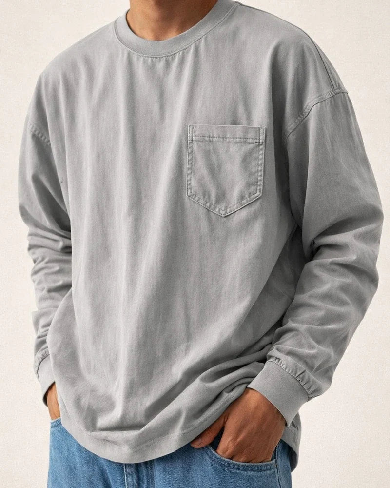 New Large Size Shirts Men's Loose Trend of Long-sleeved Solid-color T-shirt | JRSEE:d2ed95e1-84cd-4aa8-940e-865b25363a65