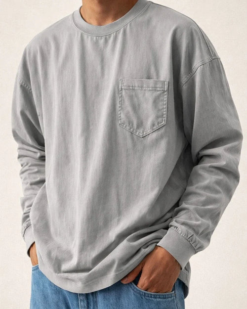 New Large Size Shirts Men's Loose Trend of Long-sleeved Solid-color T-shirt | JRSEE:d2ed95e1-84cd-4aa8-940e-865b25363a65