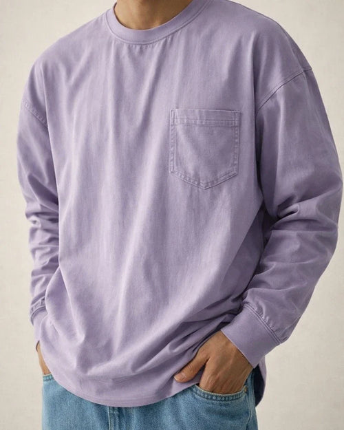 New Large Size Shirts Men's Loose Trend of Long-sleeved Solid-color T-shirt | JRSEE:d0818ff7-4d8a-481f-99c1-39cbd4b56806