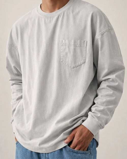 New Large Size Shirts Men's Loose Trend of Long-sleeved Solid-color T-shirt | JRSEE:b7398ce1-411b-40f6-a01f-890c874b6b9c
