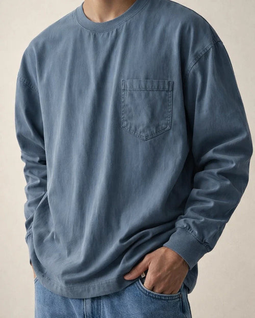 New Large Size Shirts Men's Loose Trend of Long-sleeved Solid-color T-shirt | JRSEE:3362eda7-de52-4253-8c07-aac69d2ac5ce