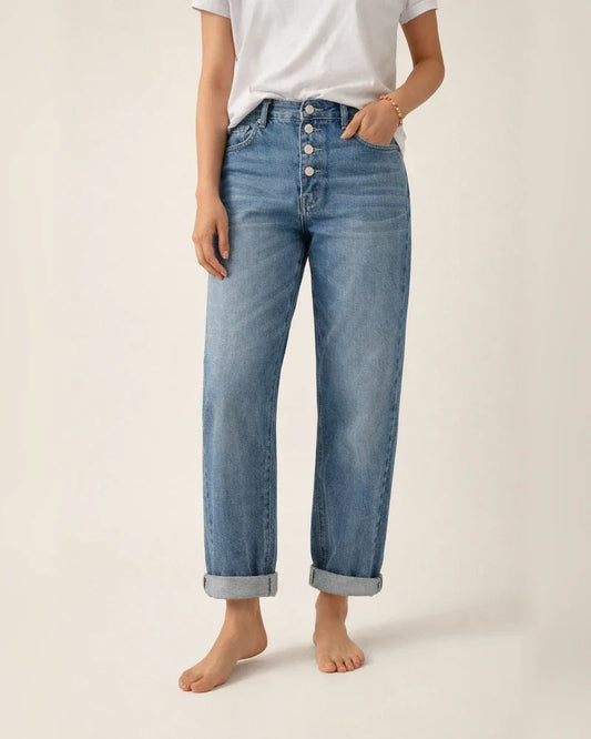 New Loose Casual Simple Thin Women's Denim Straight Pants | JRSEE:52b44e94-bcc2-4e8e-b926-8b394ab3760f