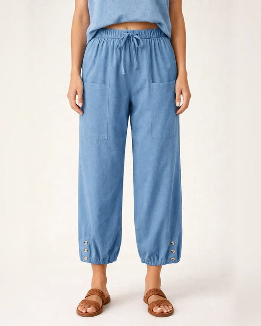 New Loose Type Comfortable Casual Mid-waist Button Cotton Linen Pants Nine-quarter Pants Wide Leg Women's Pants S,M,L,XL,XXL,3XL,4XL,5XL | JRSEE:8549177b-4711-4ba0-b75c-02fe771fa7f0