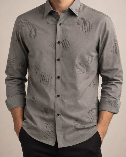New Male Slim Business Formal Men's Shirts Printed Thin Casual Shirt Bamboo Fiber Slim Long-sleeved Shirt | JRSEE:0c4e12d6-73cd-4eb2-bd86-27c9054c72f0