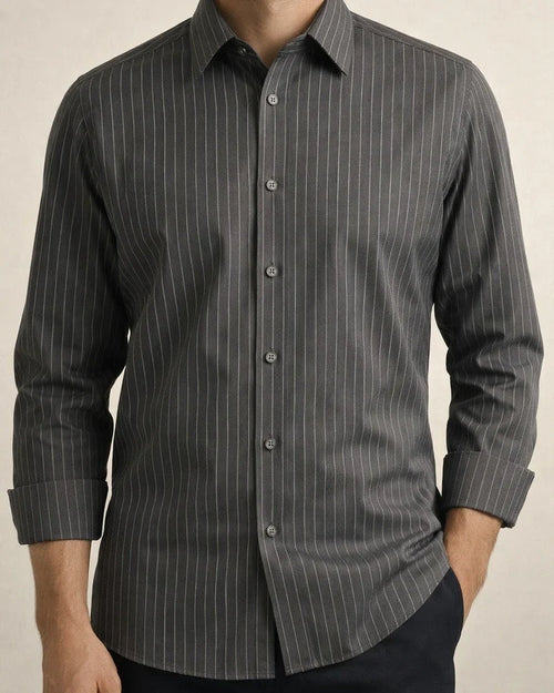 New Male Slim Business Formal Men's Shirts Printed Thin Casual Shirt Bamboo Fiber Slim Long-sleeved Shirt | JRSEE:b61de785-199c-43ce-a91f-44b1c6d304cb