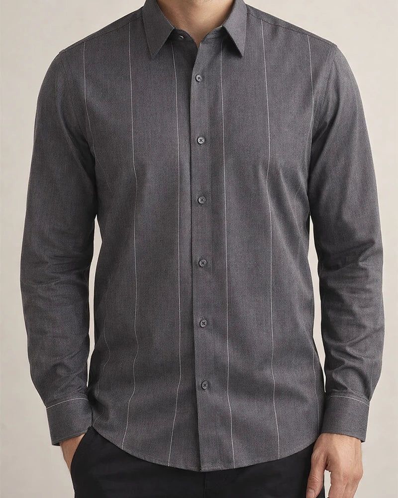 New Male Slim Business Formal Men's Shirts Printed Thin Casual Shirt Bamboo Fiber Slim Long-sleeved Shirt | JRSEE:0e890a5f-f00c-49e8-be43-c3520b146682
