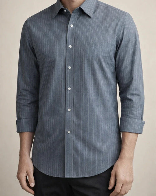 New Male Slim Business Formal Men's Shirts Printed Thin Casual Shirt Bamboo Fiber Slim Long-sleeved Shirt | JRSEE:70c37f2b-831f-4d2b-80f5-2c51f82517b4