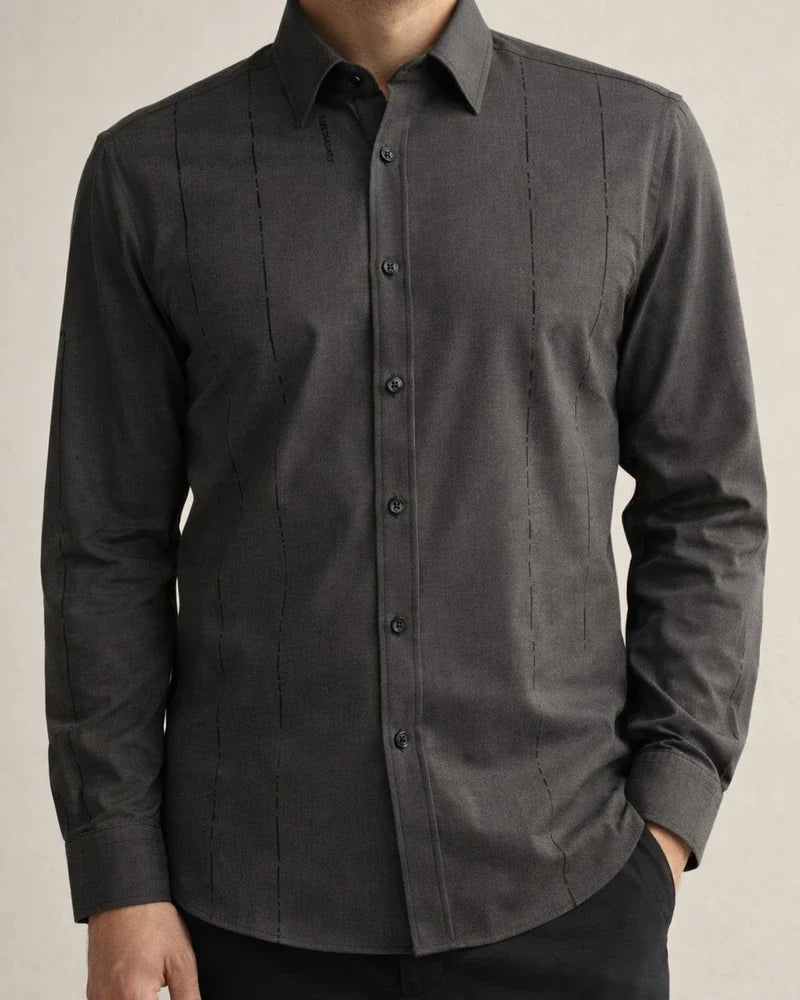 New Male Slim Business Formal Men's Shirts Printed Thin Casual Shirt Bamboo Fiber Slim Long-sleeved Shirt | JRSEE:bd8f8039-1492-420c-989f-e043788fe356