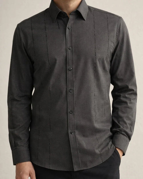New Male Slim Business Formal Men's Shirts Printed Thin Casual Shirt Bamboo Fiber Slim Long-sleeved Shirt | JRSEE:bd8f8039-1492-420c-989f-e043788fe356
