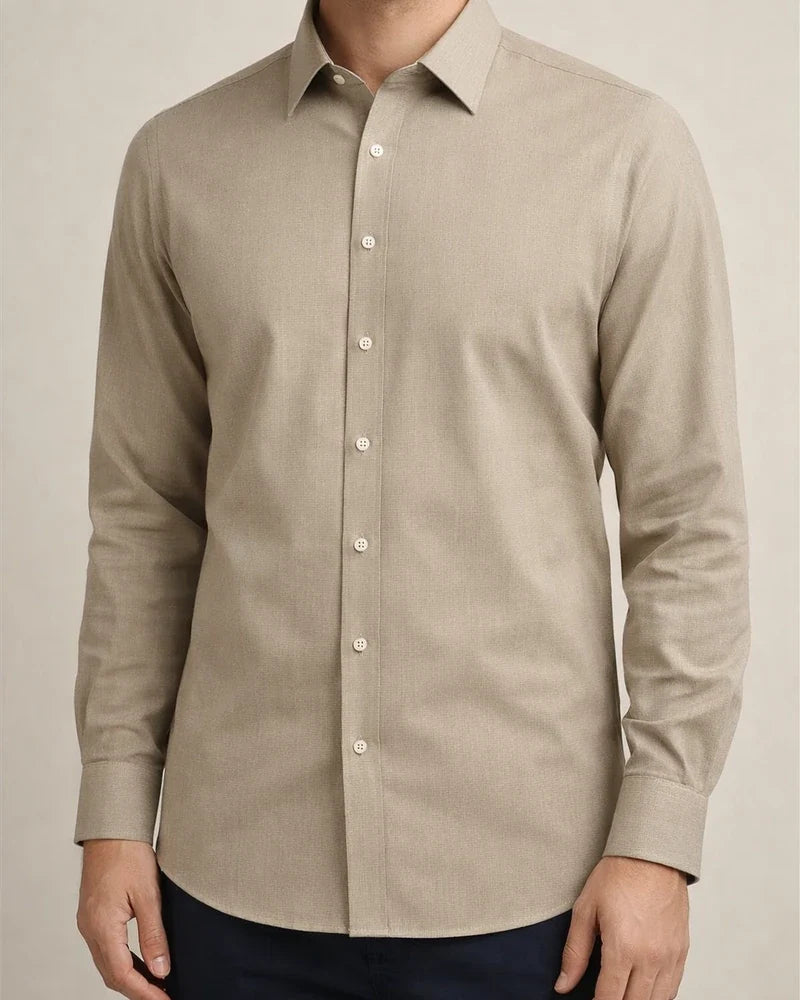New Male Slim Business Formal Men's Shirts Printed Thin Casual Shirt Bamboo Fiber Slim Long-sleeved Shirt | JRSEE:29a26f7d-57e8-4dc3-ba76-eabdfd079a02
