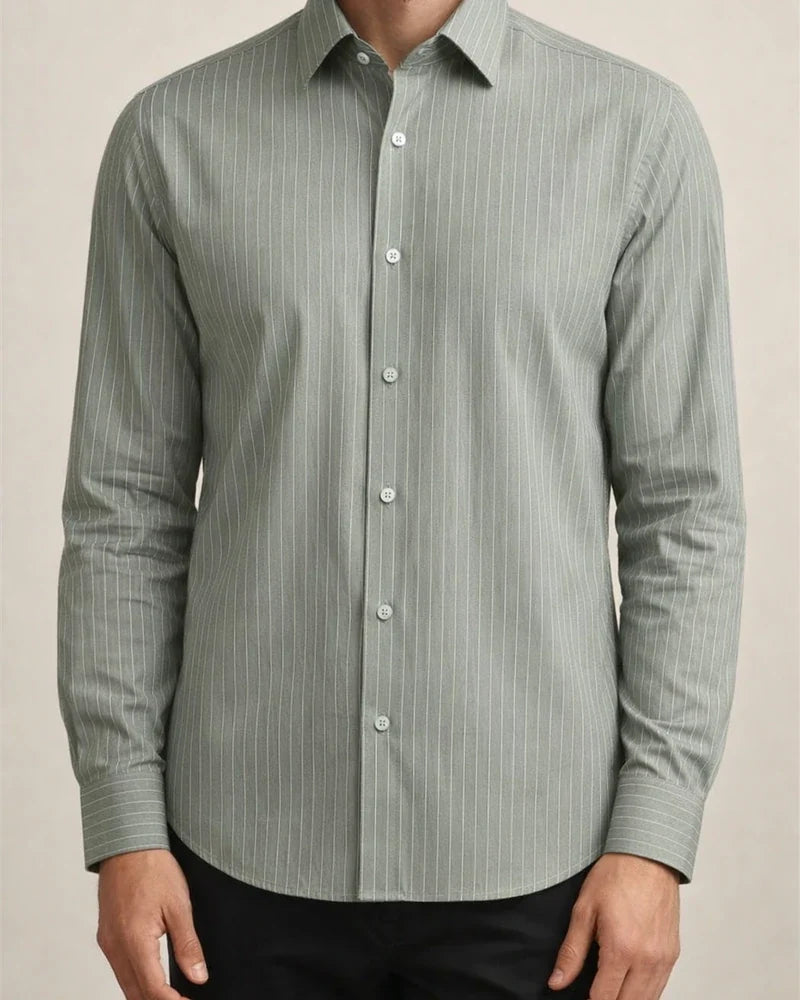 New Male Slim Business Formal Men's Shirts Printed Thin Casual Shirt Bamboo Fiber Slim Long-sleeved Shirt | JRSEE:6303965e-2add-4938-95b6-46bc7f4b697f