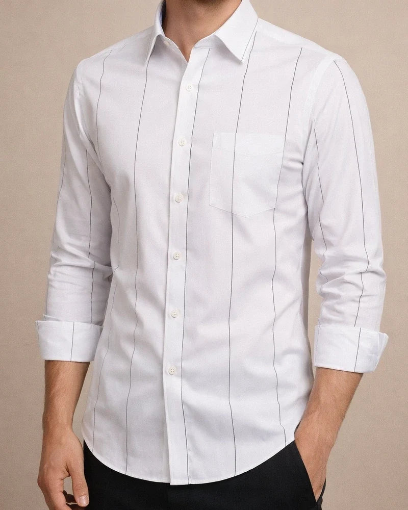 New Male Slim Business Formal Men's Shirts Printed Thin Casual Shirt Bamboo Fiber Slim Long-sleeved Shirt | JRSEE:bc9efaaa-97a0-461c-a9bc-a343dafab5fe
