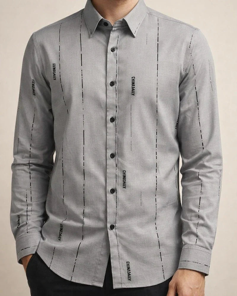 New Male Slim Business Formal Men's Shirts Printed Thin Casual Shirt Bamboo Fiber Slim Long-sleeved Shirt | JRSEE:54a2e066-b060-4052-b9ec-b1d58e6aabab