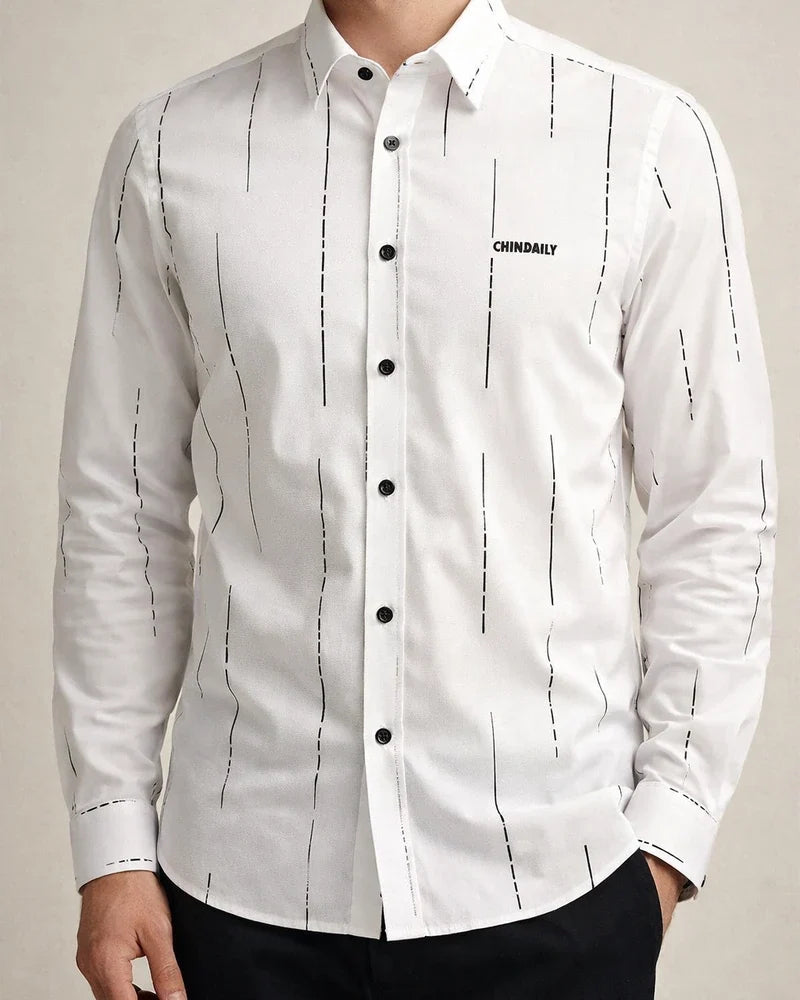 New Male Slim Business Formal Men's Shirts Printed Thin Casual Shirt Bamboo Fiber Slim Long-sleeved Shirt | JRSEE:cdc7289c-8c9a-4cac-9bb0-7b071f89809d