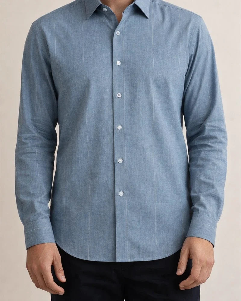 New Male Slim Business Formal Men's Shirts Printed Thin Casual Shirt Bamboo Fiber Slim Long-sleeved Shirt | JRSEE:6136b837-fb00-43b4-a8c1-08f6d7b61535