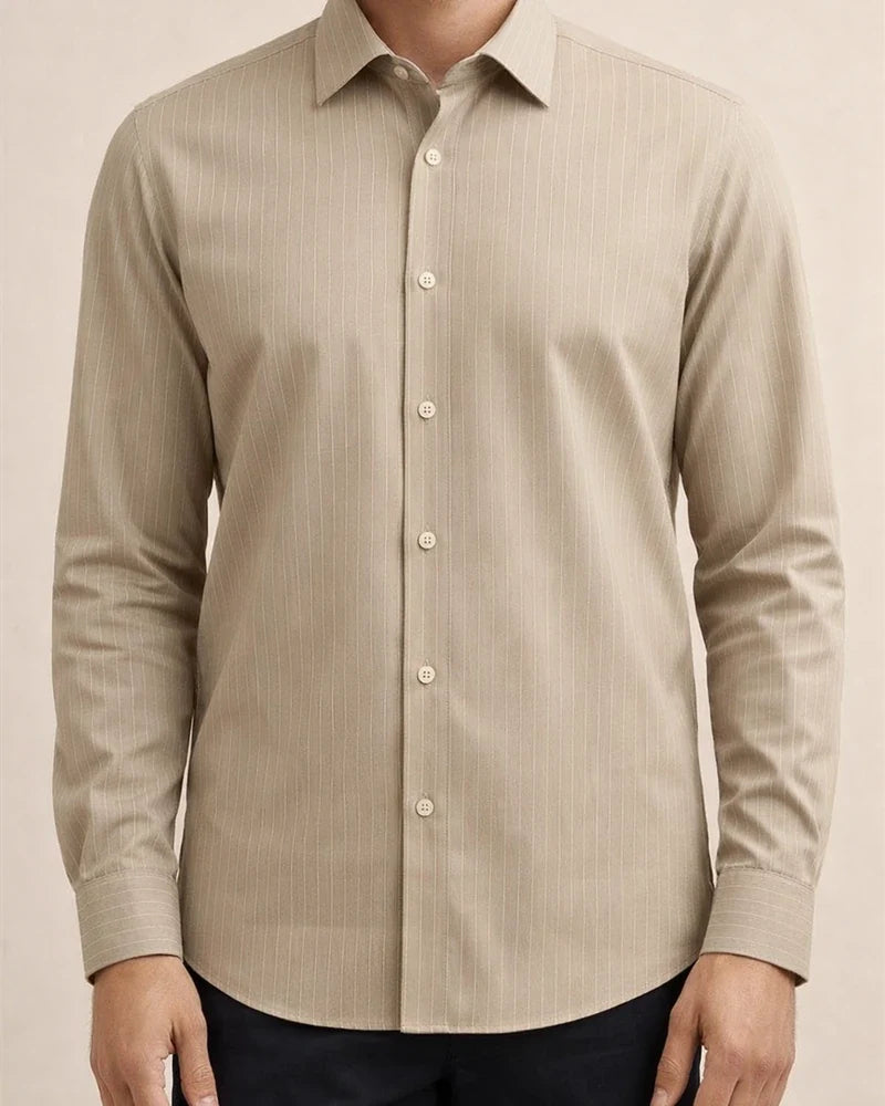 New Male Slim Business Formal Men's Shirts Printed Thin Casual Shirt Bamboo Fiber Slim Long-sleeved Shirt | JRSEE:c7d295be-5e88-42ce-bc0b-e3c935730f79