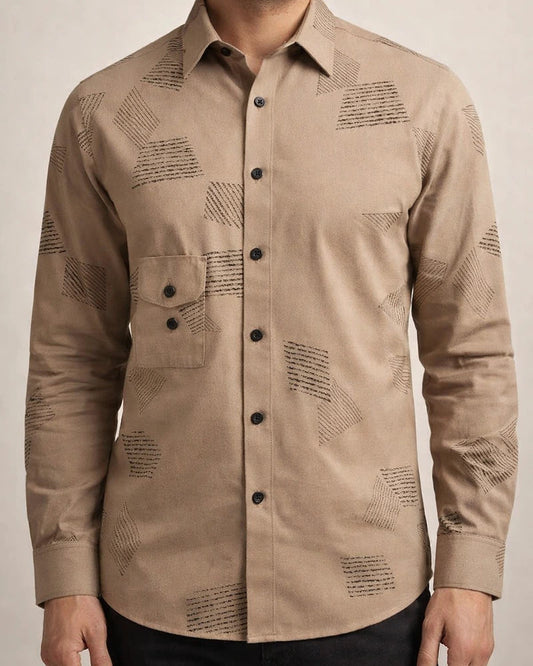 New Male Slim Business Formal Men's Shirts Printed Thin Casual Shirt Bamboo Fiber Slim Long-sleeved Shirt | JRSEE:f6944609-7b73-4ed3-9db1-ed39469bb11e