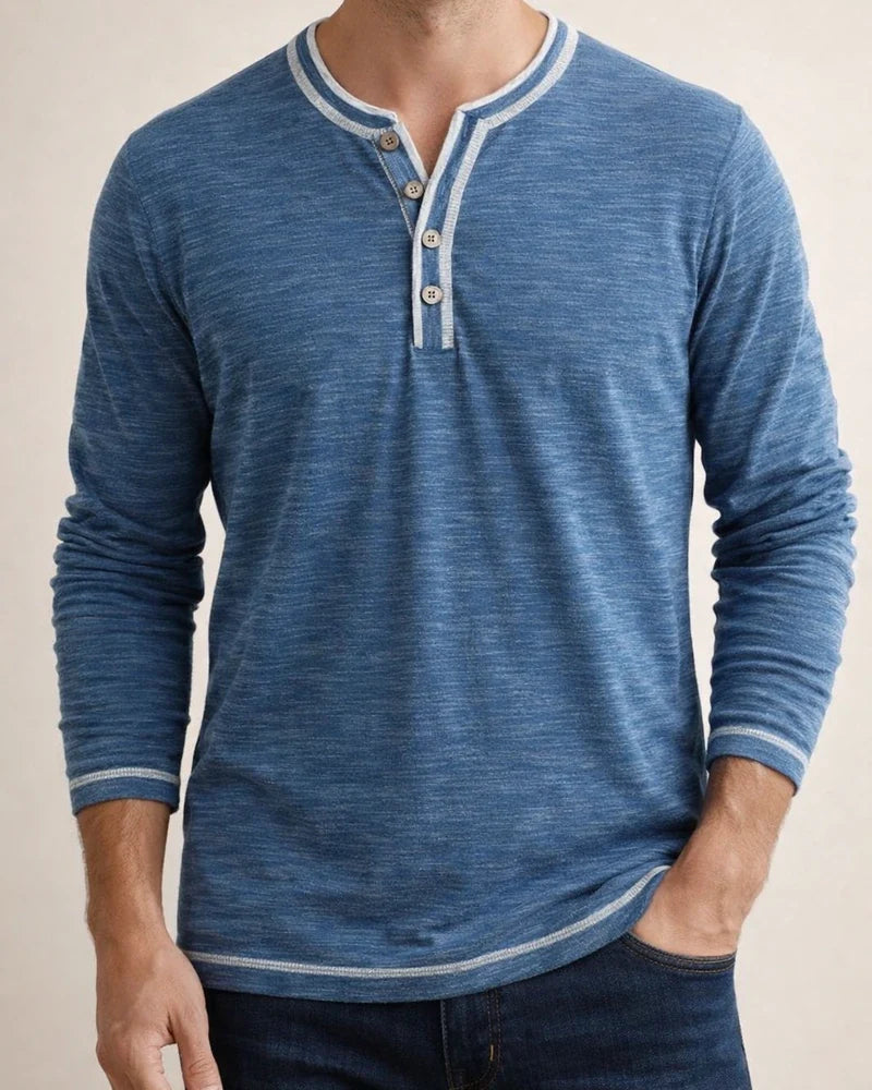 New Men's Casual Autumn/Winter Long-Sleeve Henley T-Shirt with Small V-Neck in Colorful Cotton | JRSEE:7718e317-229e-4dd6-b4d4-6e791c3c216f