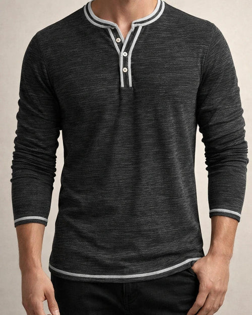 New Men's Casual Autumn/Winter Long-Sleeve Henley T-Shirt with Small V-Neck in Colorful Cotton | JRSEE:aff5e500-6caf-4799-a5c4-a241e916359e