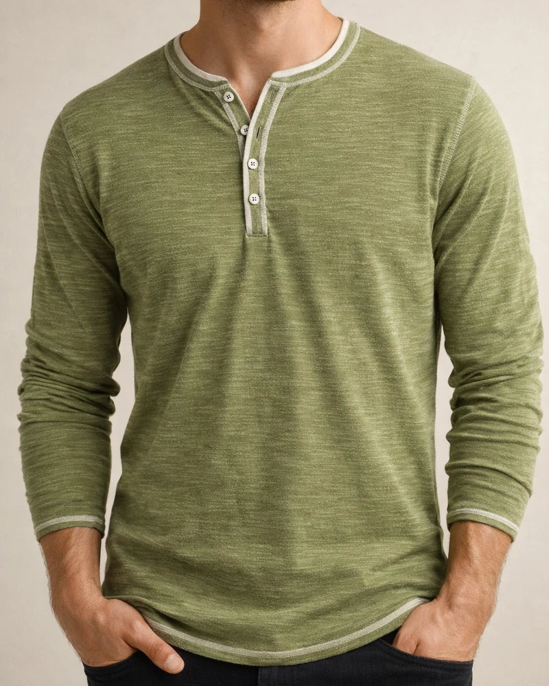 New Men's Casual Autumn/Winter Long-Sleeve Henley T-Shirt with Small V-Neck in Colorful Cotton | JRSEE:8eafc3fb-0296-4619-bf1d-a32086cc8301